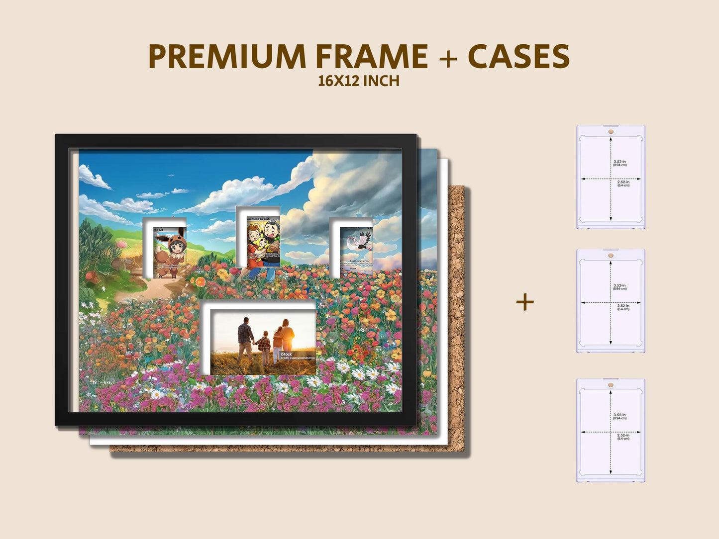 Pokemon Family Frame – Bombirdier, Pokemon Fan Club, & Poke Kid | Frame for Raw Ungraded Cards