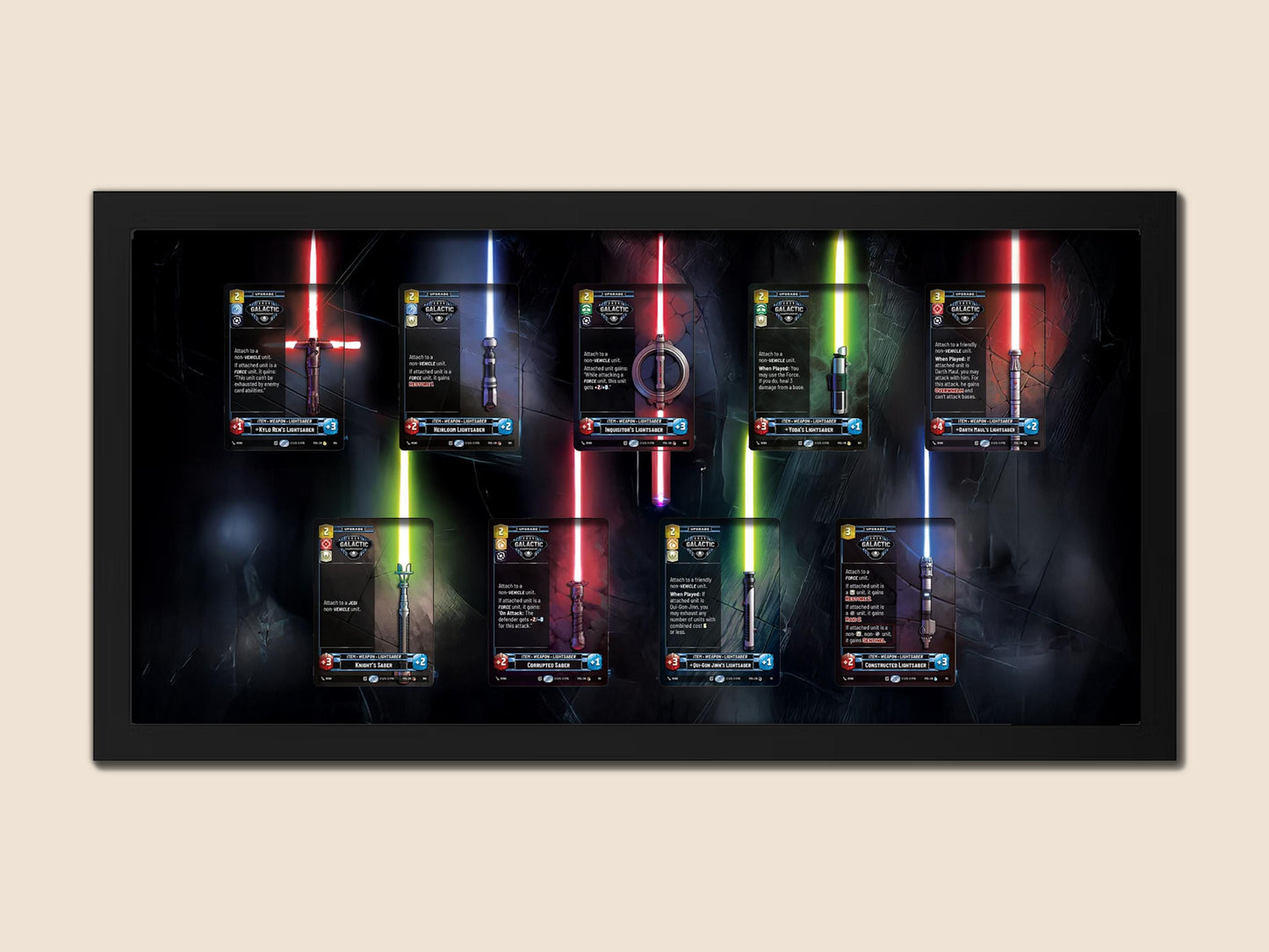 Star Wars Unlimited Lightsaber Card Display Frame: 9 Card Horizontal 11x22
