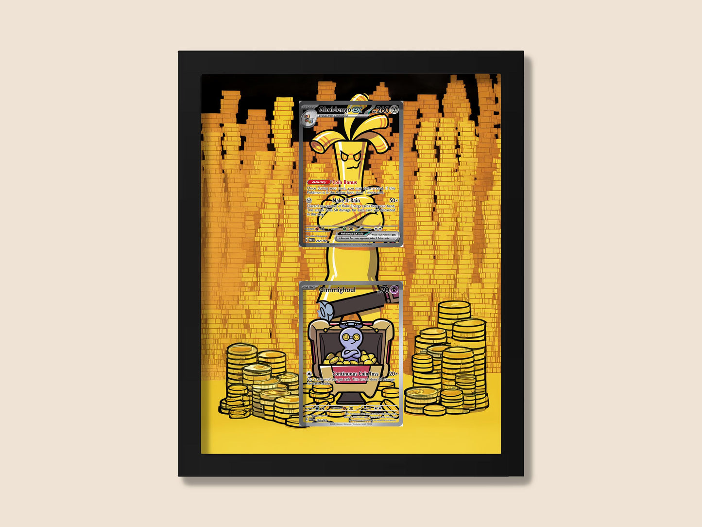 Gimmighoul & Gholdengo Display Frame – Pokemon Card Art | 8x10 Frame for Raw or Graded Cards