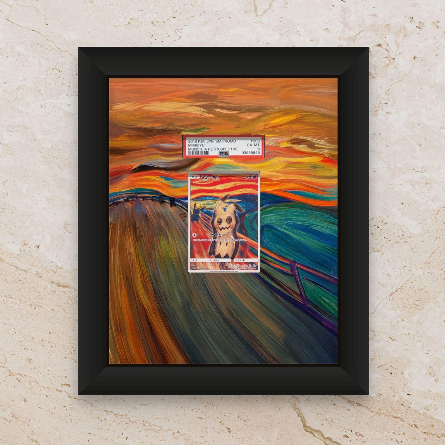 Pikachu Eevee Mimikyu Psyduck Rowlet Munch Promo Display Frame – Japanese Pokémon × The Scream | 8x10 Frame for Raw or Graded Cards