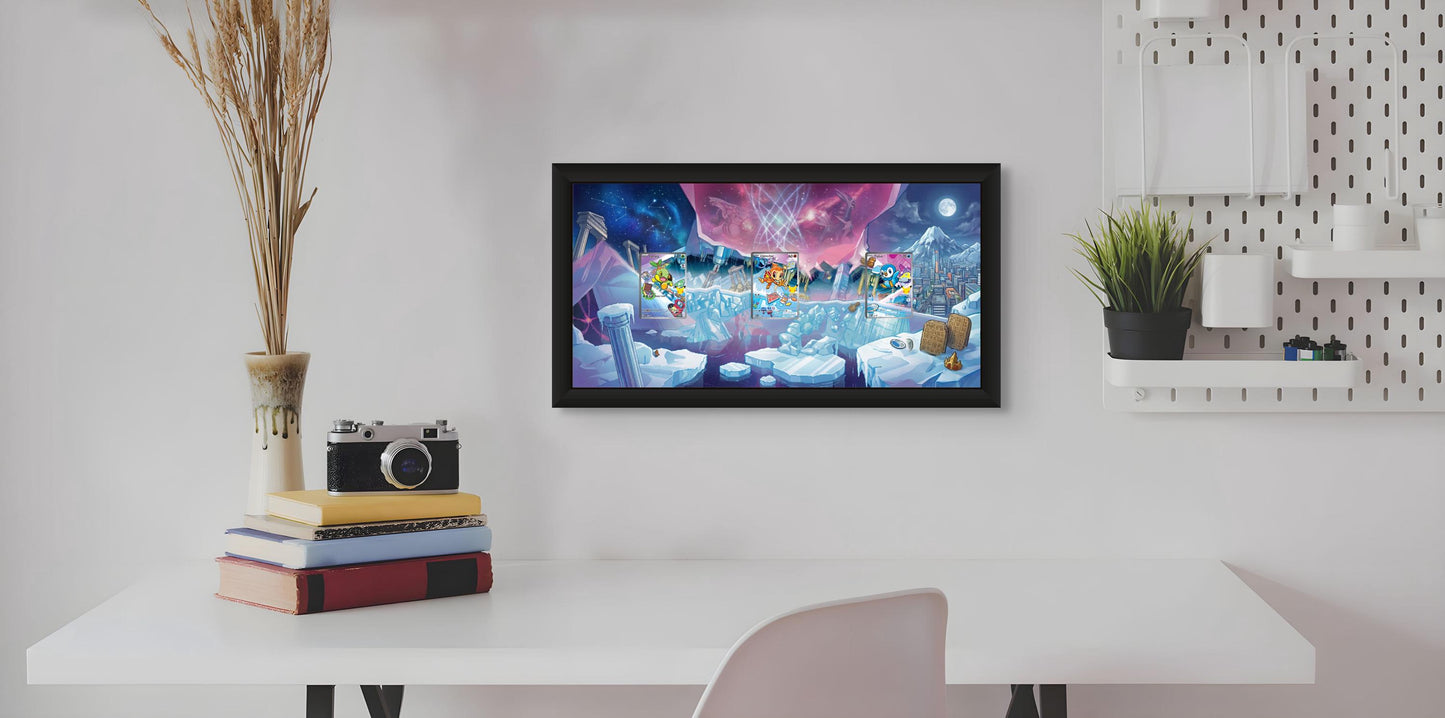 Sinnoh First Partners Starters Gen 4 Extended Art Display – 11x22 Frame (Raw/Graded cards)