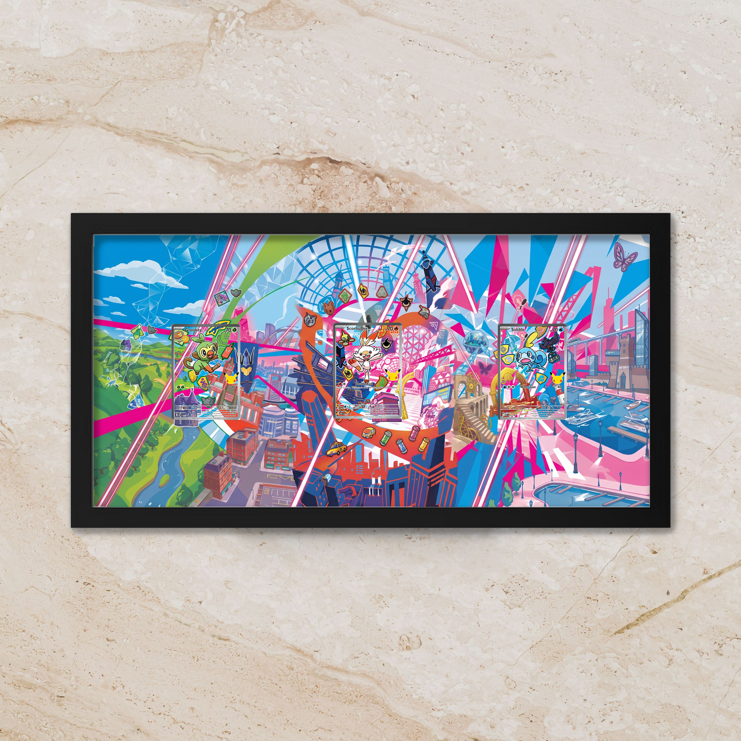 Galar First Partners Starters Panoramic Art Shadowbox | 11x22 Gen 8 Extended Art Display Frame