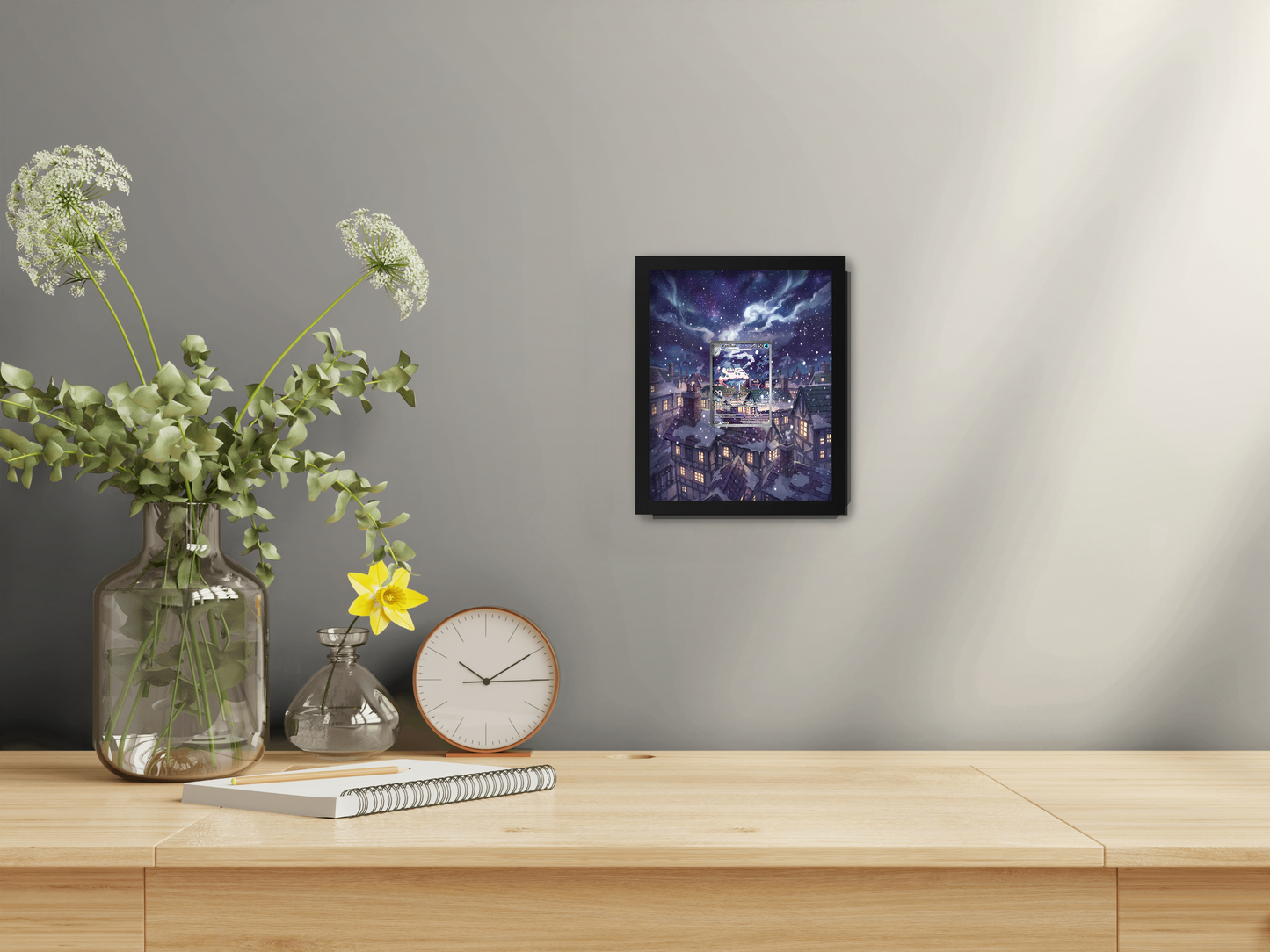 Vanilluxe Display Frame | White Flare Illustration Rare Card Showcase (8x10") – Fits Raw & Graded Cards