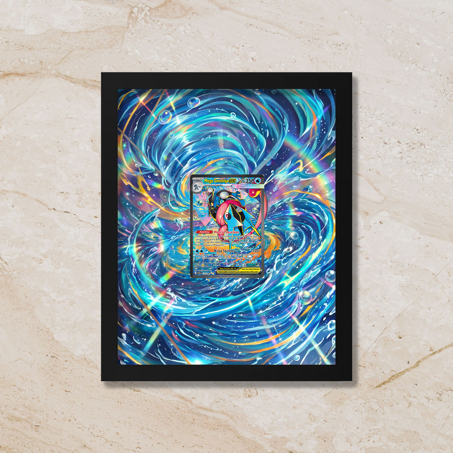 Greninja ex Display Frame | Chaos Rising Ultra Rare Card Showcase (8x10") – Fits Raw & Graded Cards