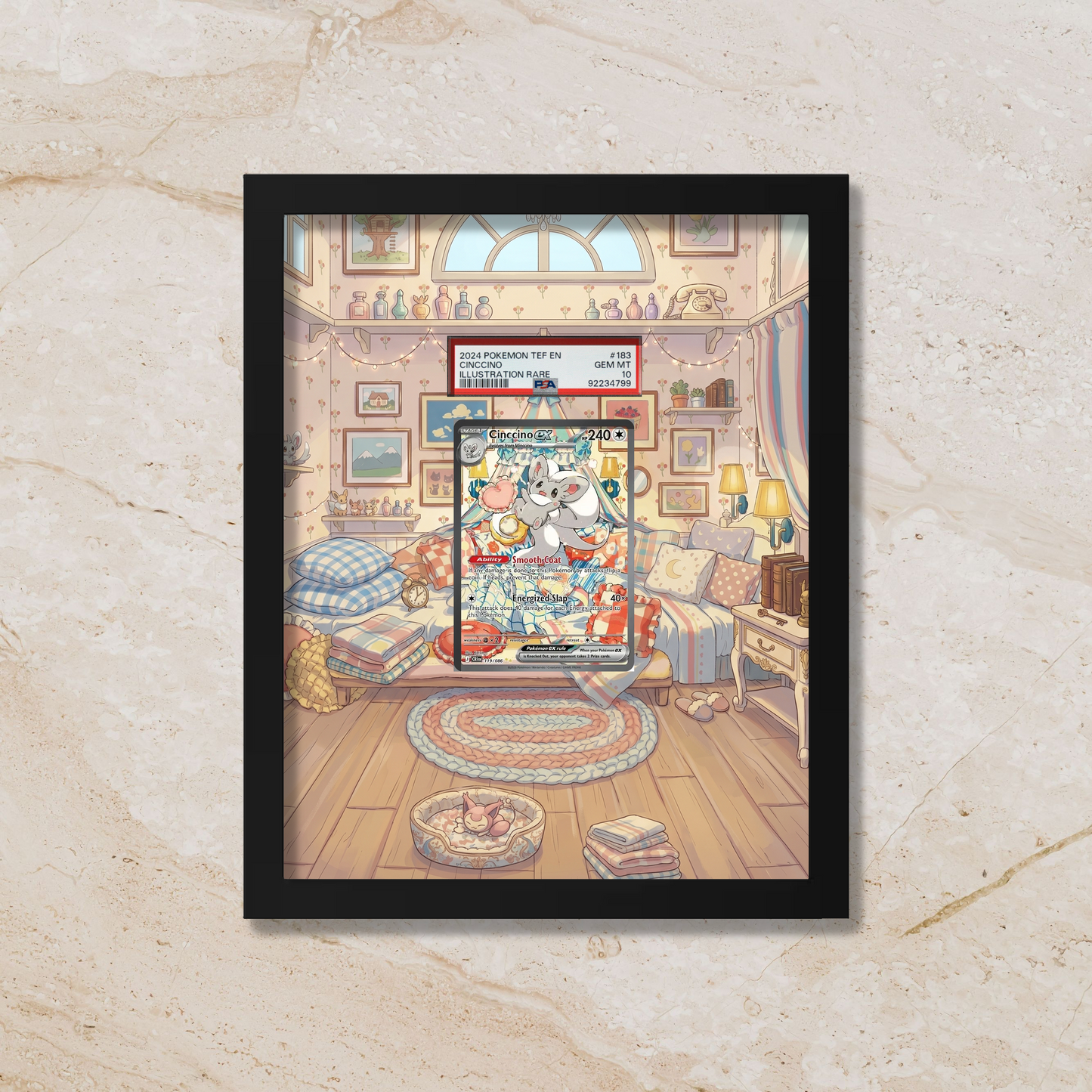 Cinccino ex Display Frame | Chaos Rising Ultra Rare Card Showcase (8x10") – Fits Raw & Graded Cards