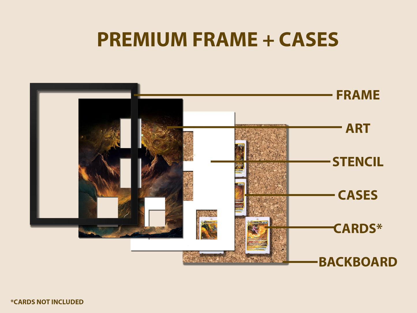 Crown Zenith Gold Pokemon – Frame for Arceus, Giratina, Palkia & Dialga | Raw or Graded