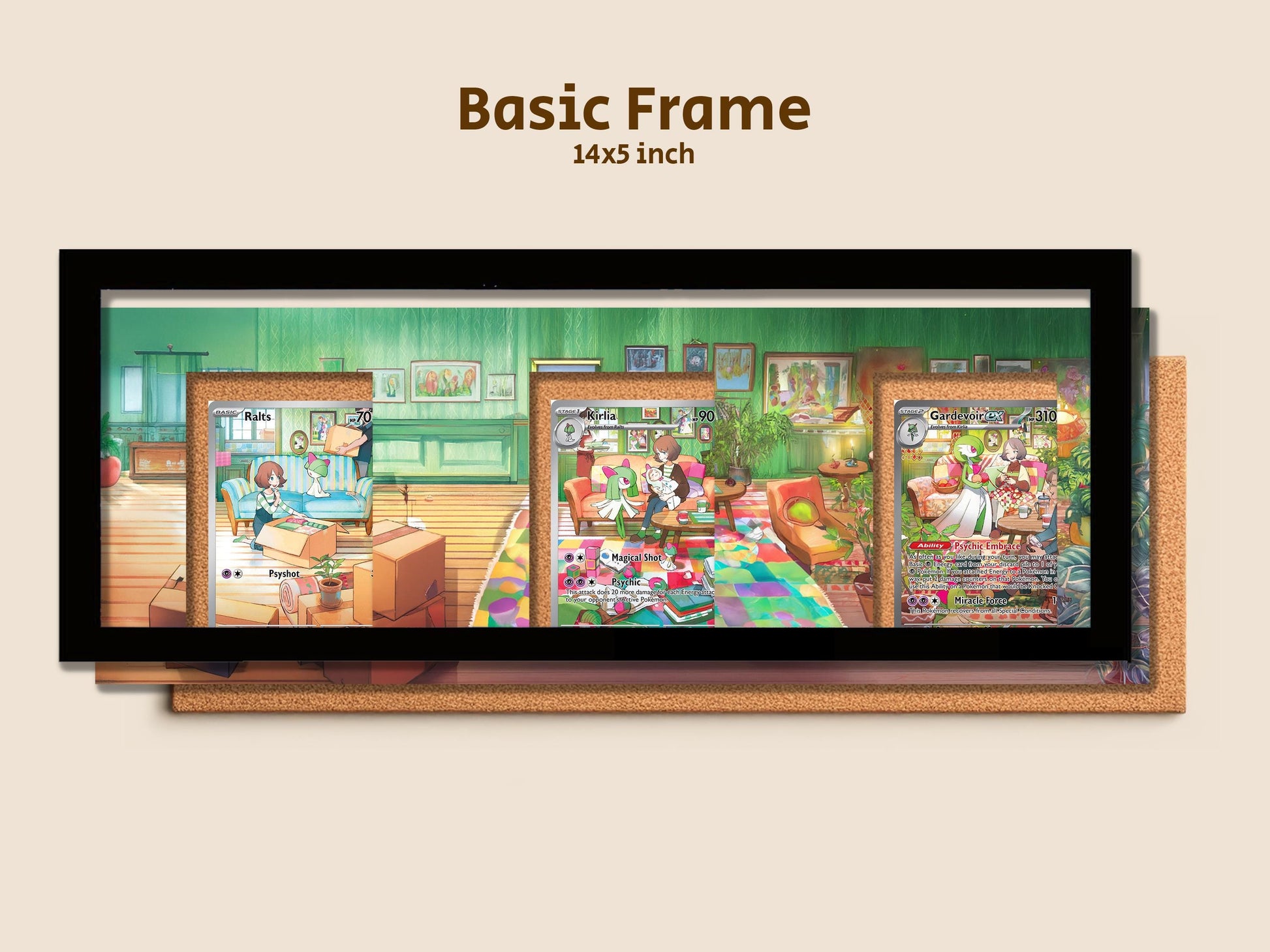 Gardevoir Evolution Trio Frame – Ralts, Kirlia Display – Pokemon Frame (Raw/Graded)