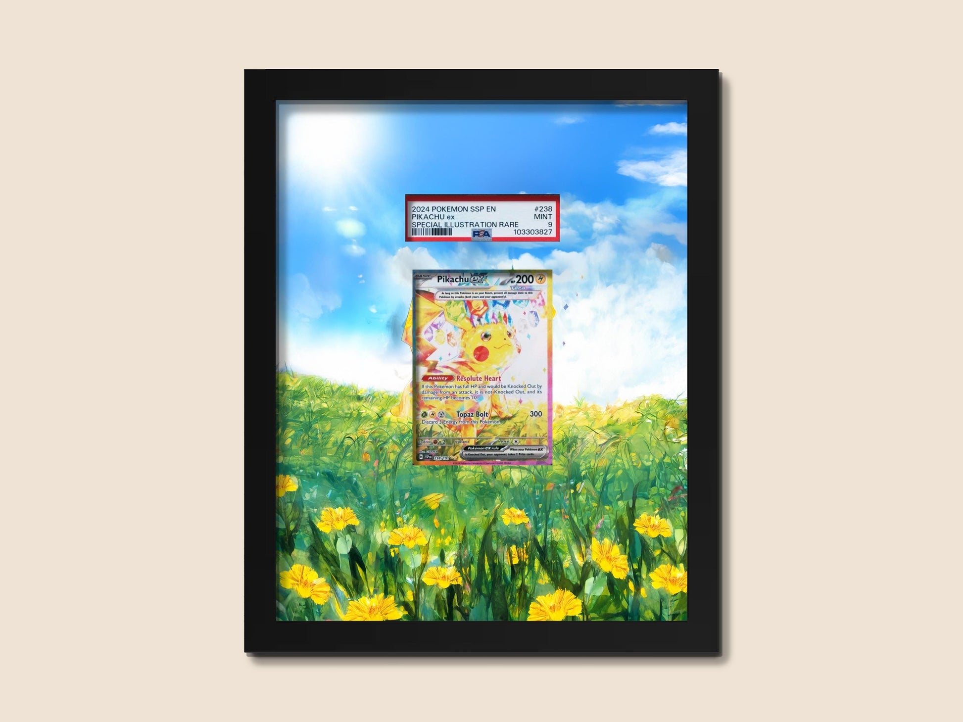 Pikachu ex Display Frame – Surging Spark Pokémon Card | 8x10 Frame for Graded or Raw Cards