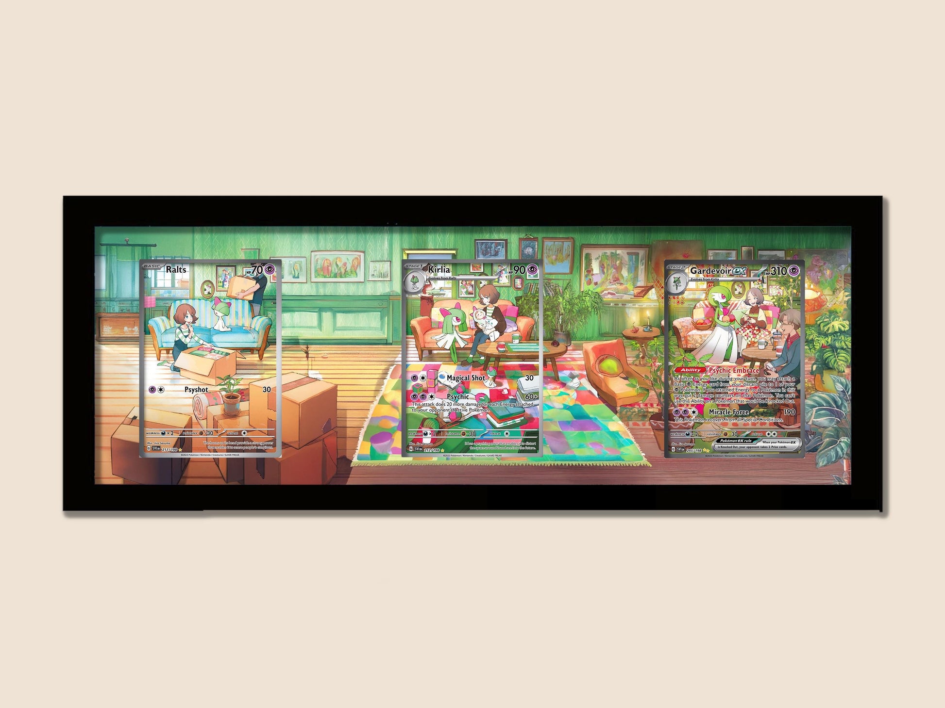 Gardevoir Evolution Trio Frame – Ralts, Kirlia Display – Pokemon Frame (Raw/Graded)
