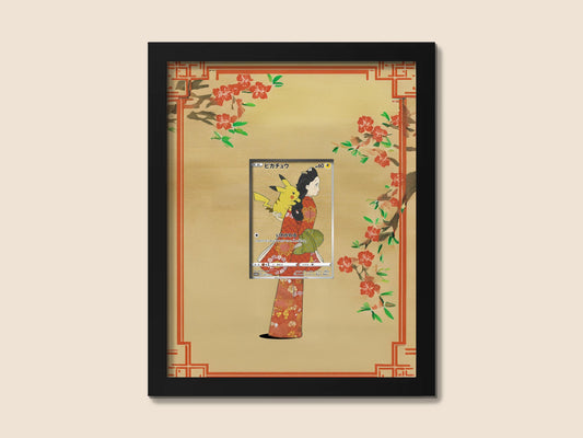 Pikachu Stamp Box Promo Display Frame – Japanese Pokémon Card Art | 8x10 Frame for Raw or Graded Cards