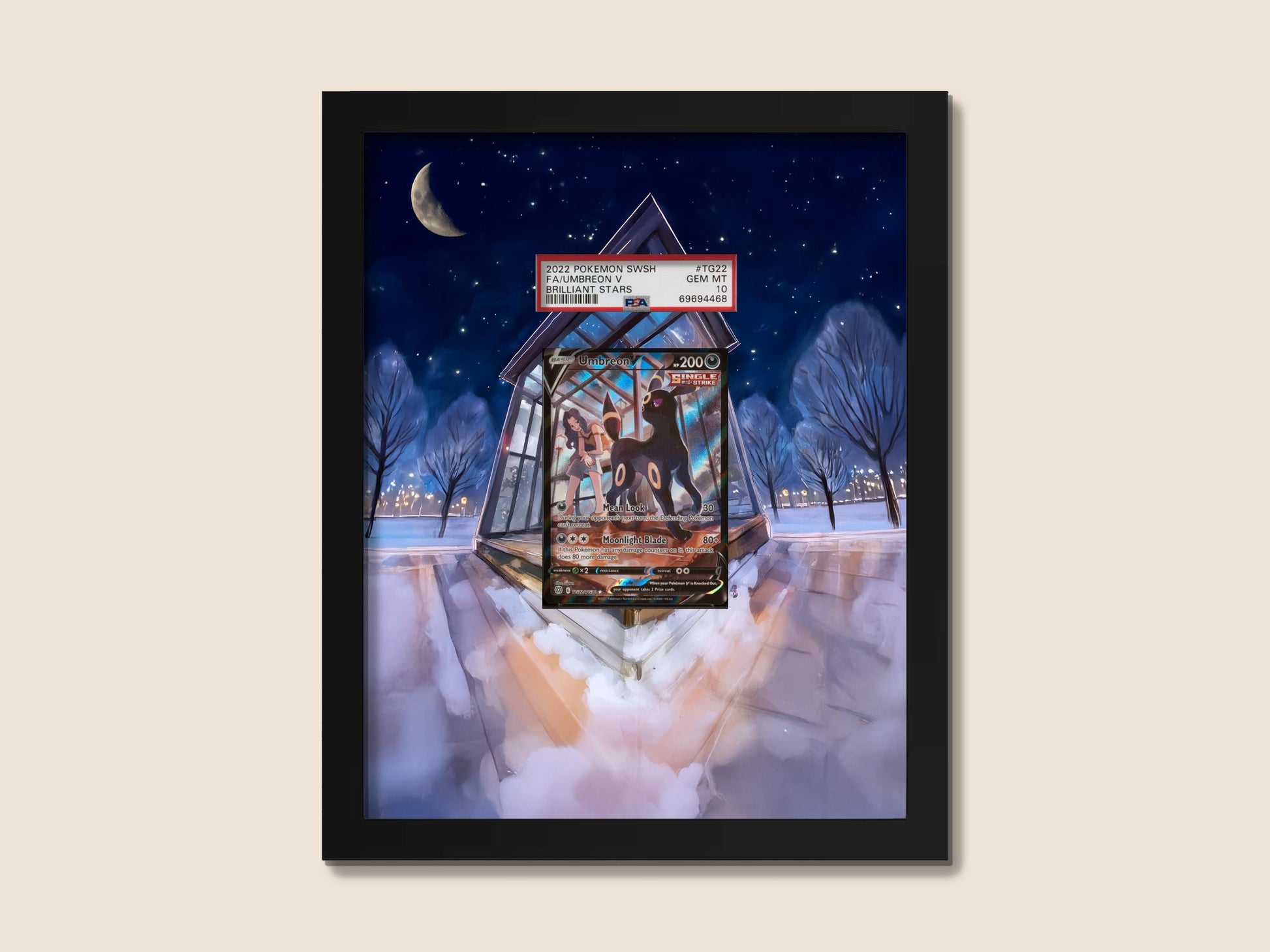 Umbreon V Display Frame – Brilliant Stars Pokémon Card Art | 8x10 Frame for Raw or Graded Cards