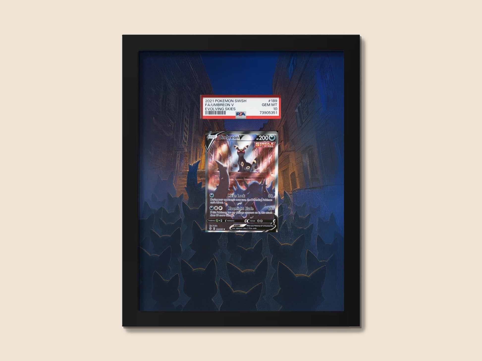 Umbreon V Alternate Art Display Frame – Evolving Skies 189 Pokémon Card | 8x10 Frame for Raw or Graded Cards