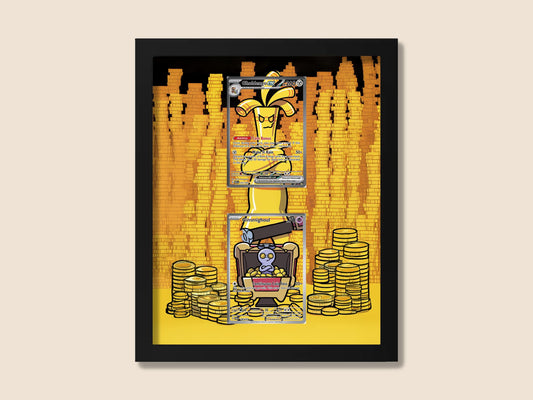 Gimmighoul & Gholdengo Display Frame – Pokemon Card Art | 8x10 Frame for Raw or Graded Cards