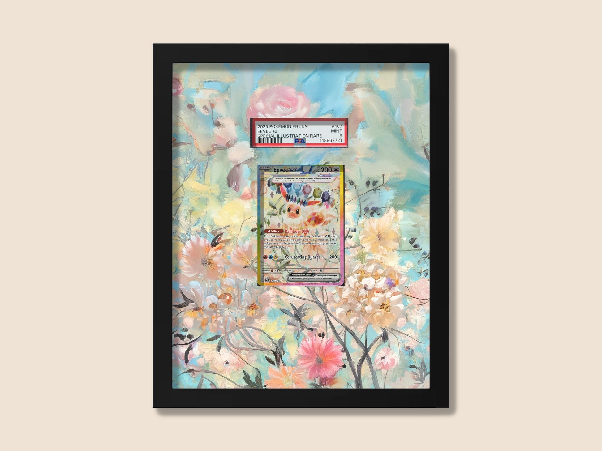 Eevee SIR Display Frame – Prismatic Evolutions Pokémon Card | 8x10 Frame Raw Graded Cards