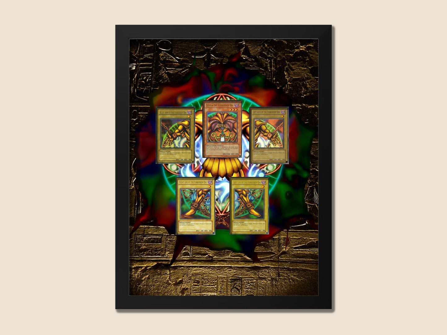 Exodia the Forbidden One – 5-Card Set Display Frame | 12×16 Frame for Yu-Gi-Oh! Cards