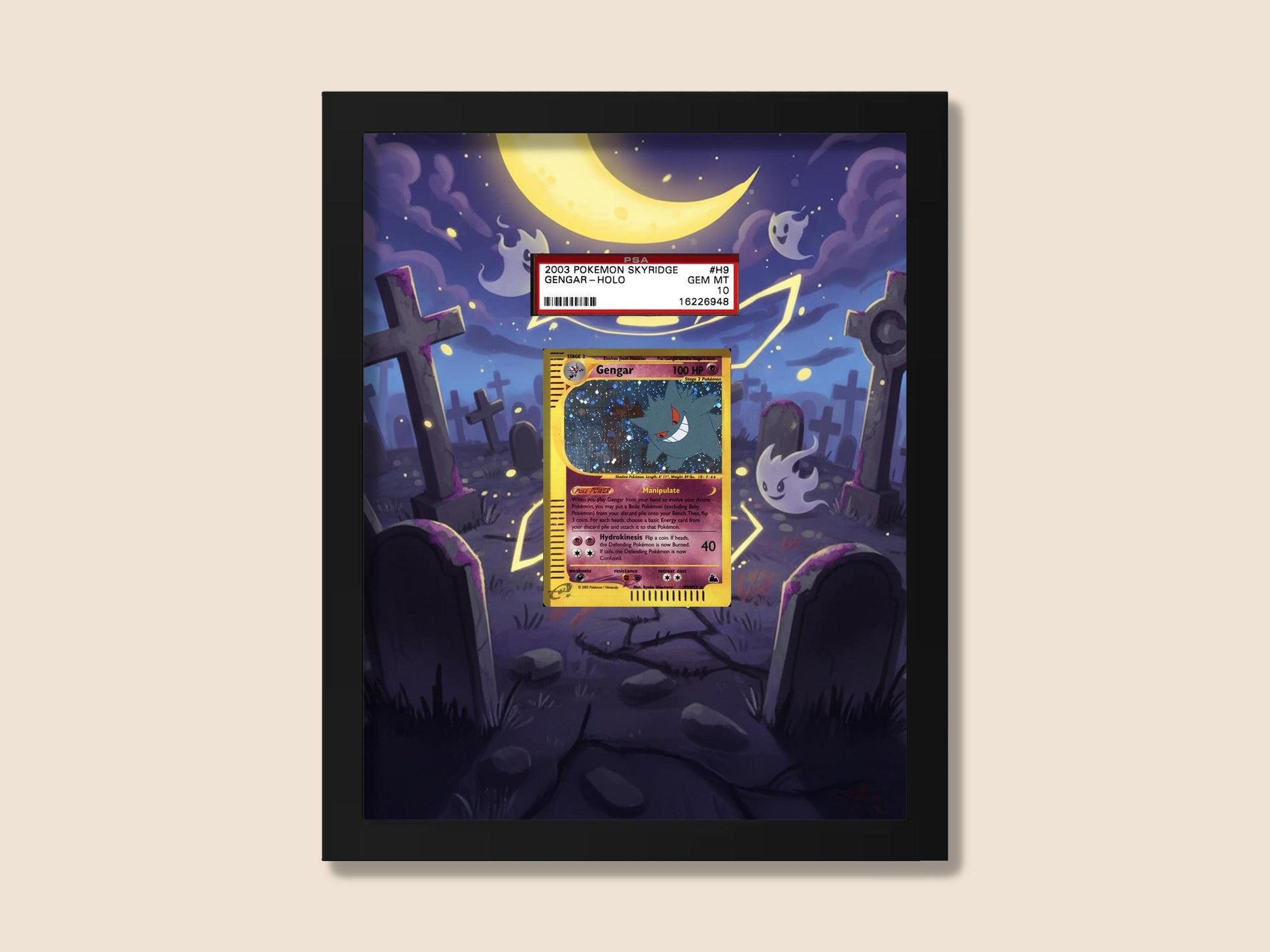 Gengar Display Frame – Skyridge (E-Series) Pokémon Card Art | 8x10 Frame for Raw or Graded Cards