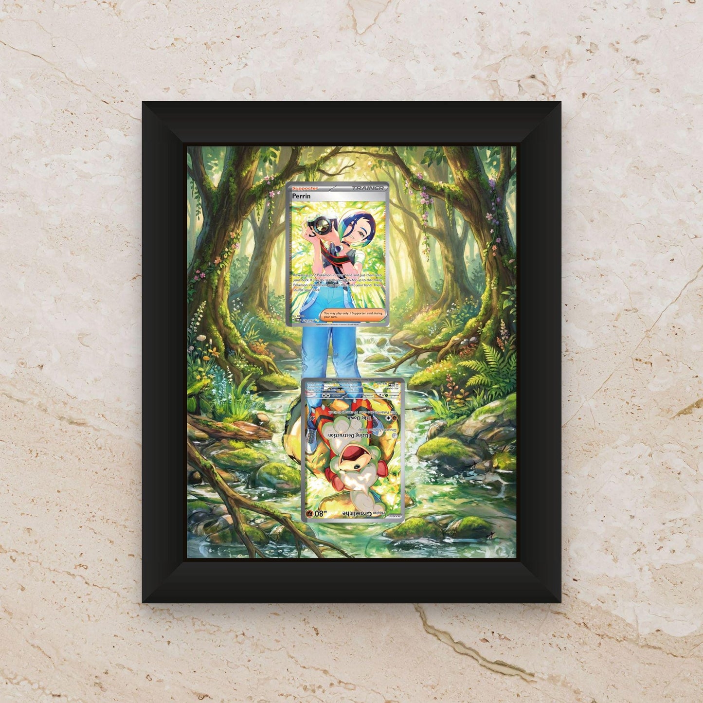 Perrin & Hisuian Growlithe Twilight Masquerade Extended Art Display – 8x10 Pokemon Frame (Raw/Graded)