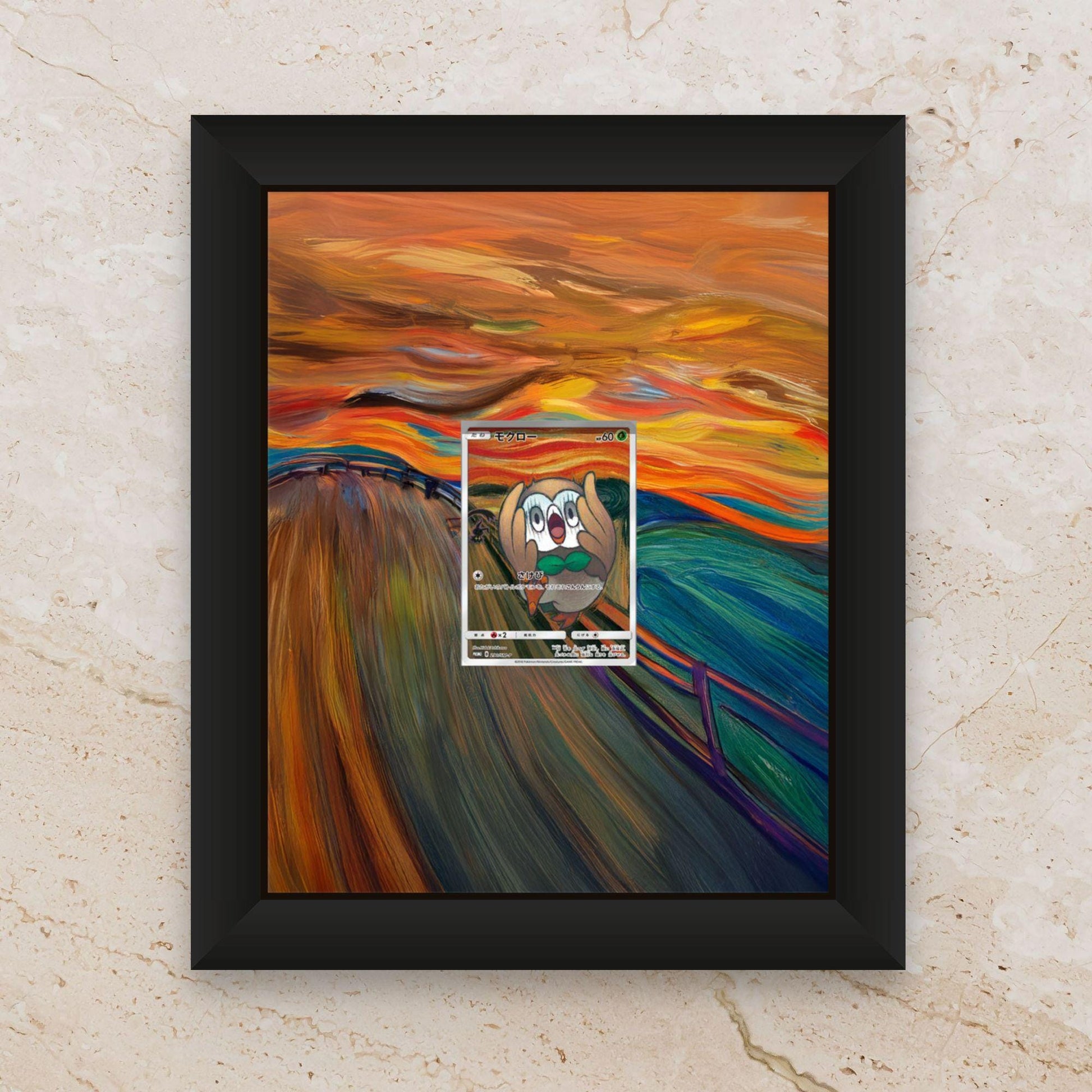 Pikachu Eevee Mimikyu Psyduck Rowlet Munch Promo Display Frame – Japanese Pokémon × The Scream | 8x10 Frame for Raw or Graded Cards