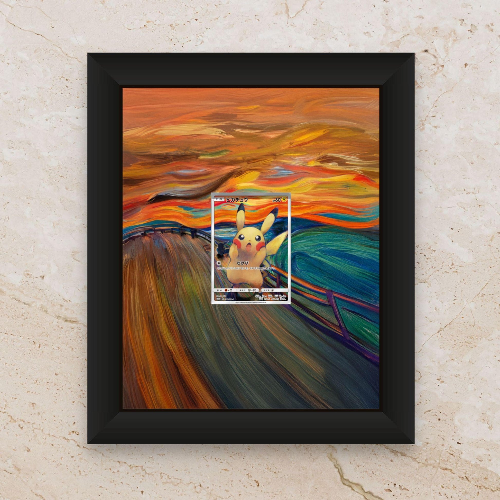 Pikachu Eevee Mimikyu Psyduck Rowlet Munch Promo Display Frame – Japanese Pokémon × The Scream | 8x10 Frame for Raw or Graded Cards