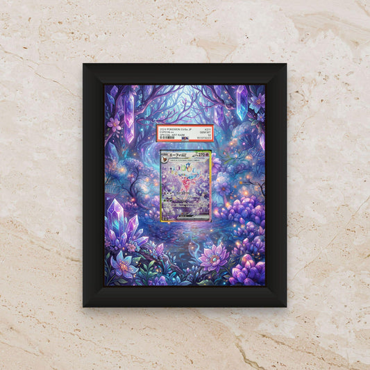 Espeon Display Frame – Prismatic Evolutions Pokémon Card | 5x14 or 11x22 Frame for Raw or Graded Cards