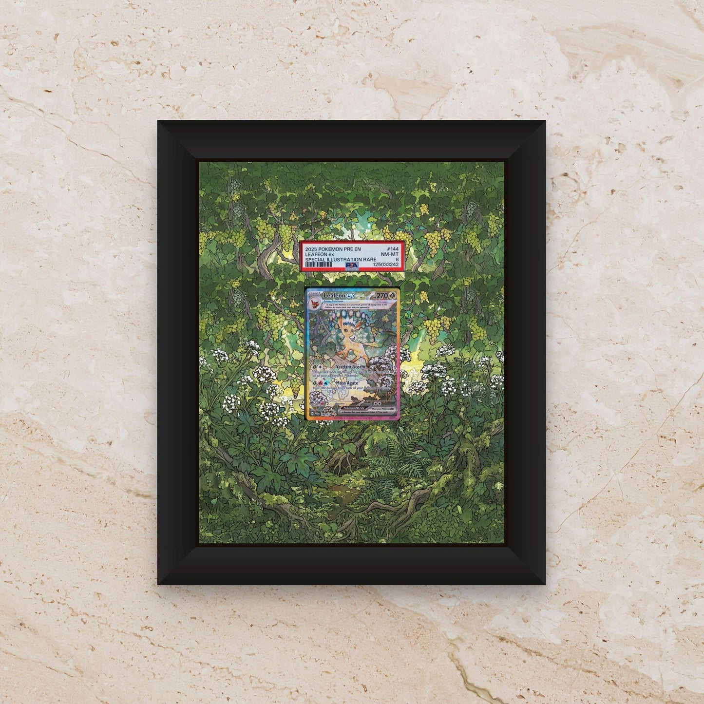 Leafeon Display Frame – Prismatic Evolutions Pokémon Card | 8x10 Frame for Raw or Graded Cards