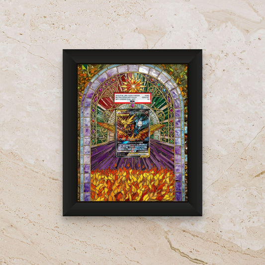 Moltres, Zapdos & Articuno GX Stained Glass – 8x10 Pokemon Frame (Raw/Graded)