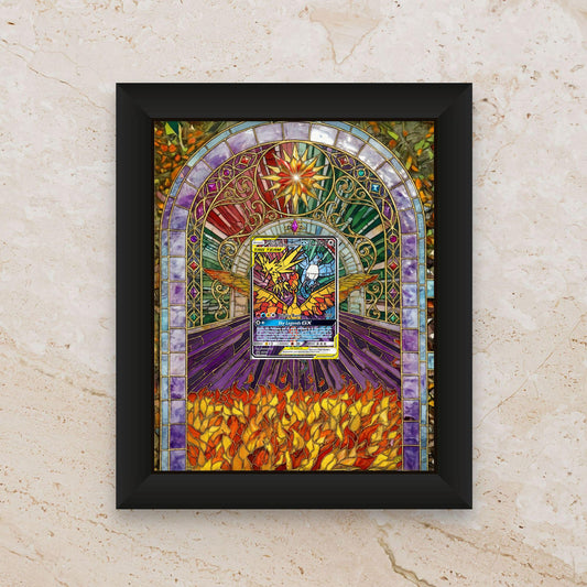Moltres, Zapdos & Articuno GX Stained Glass – 8x10 Pokemon Frame (Raw/Graded)