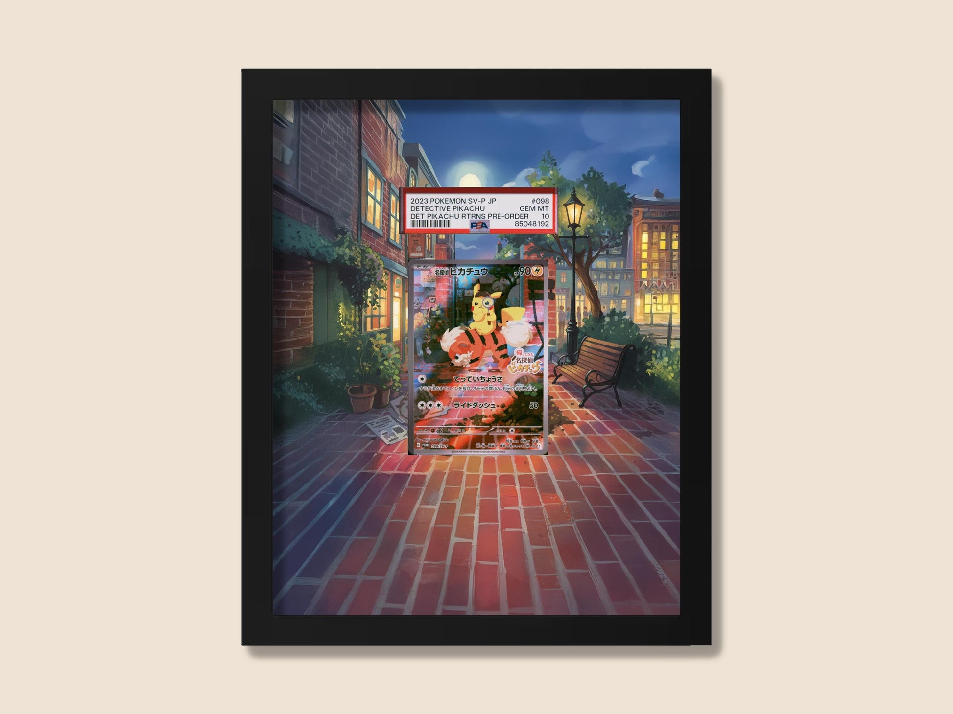 Detective Pikachu Growlithe Display Frame – Pokémon Card Art | 8x10 Frame for Raw or Graded Cards