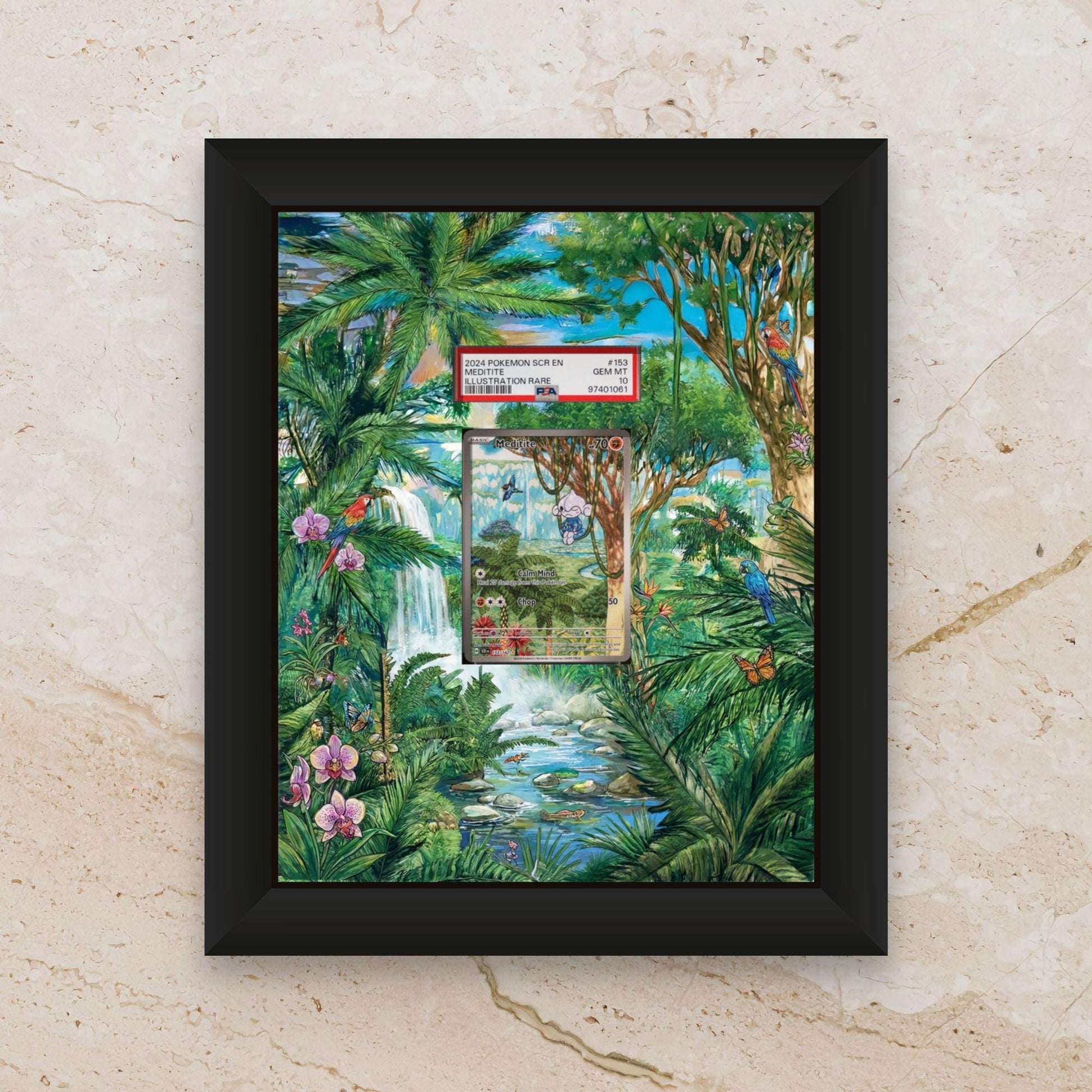 Meditite Display Frame | Extended Art Card Case | 8x10 Pokemon TCG Wall Decor | Fighting Psychic Type Gift | Zen Gaming Room Art