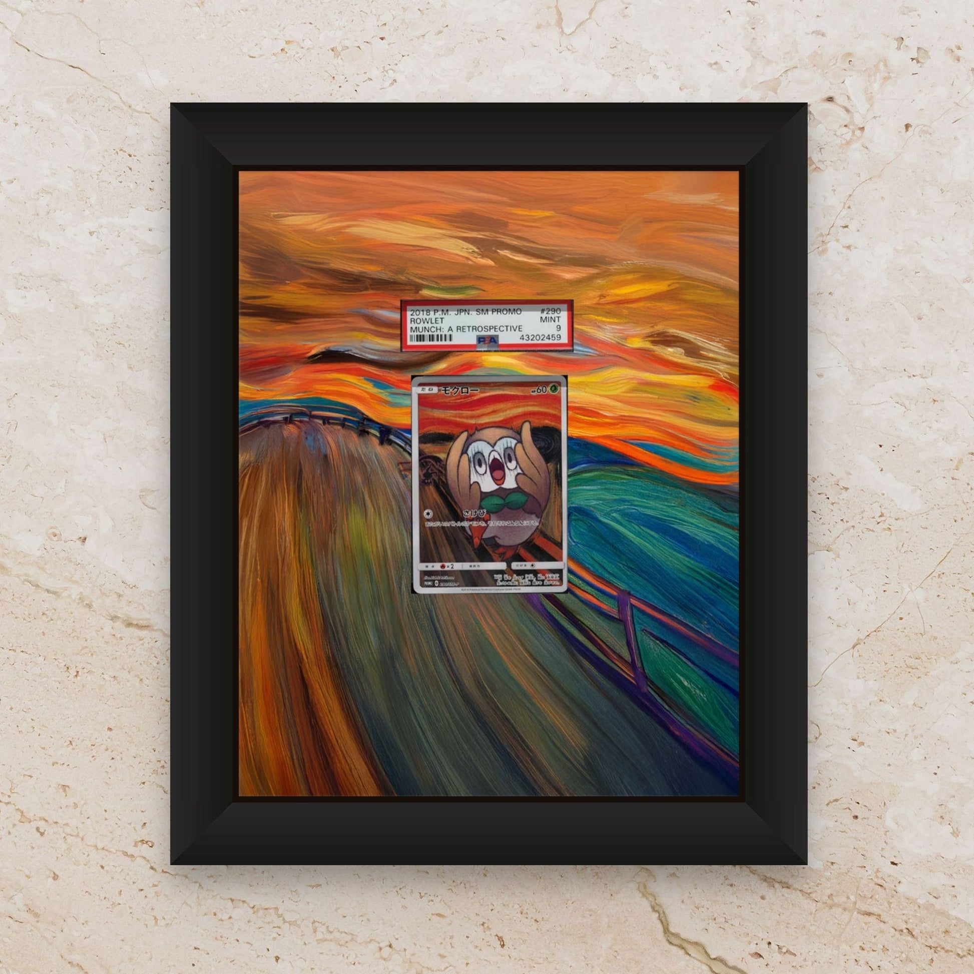 Pikachu Eevee Mimikyu Psyduck Rowlet Munch Promo Display Frame – Japanese Pokémon × The Scream | 8x10 Frame for Raw or Graded Cards