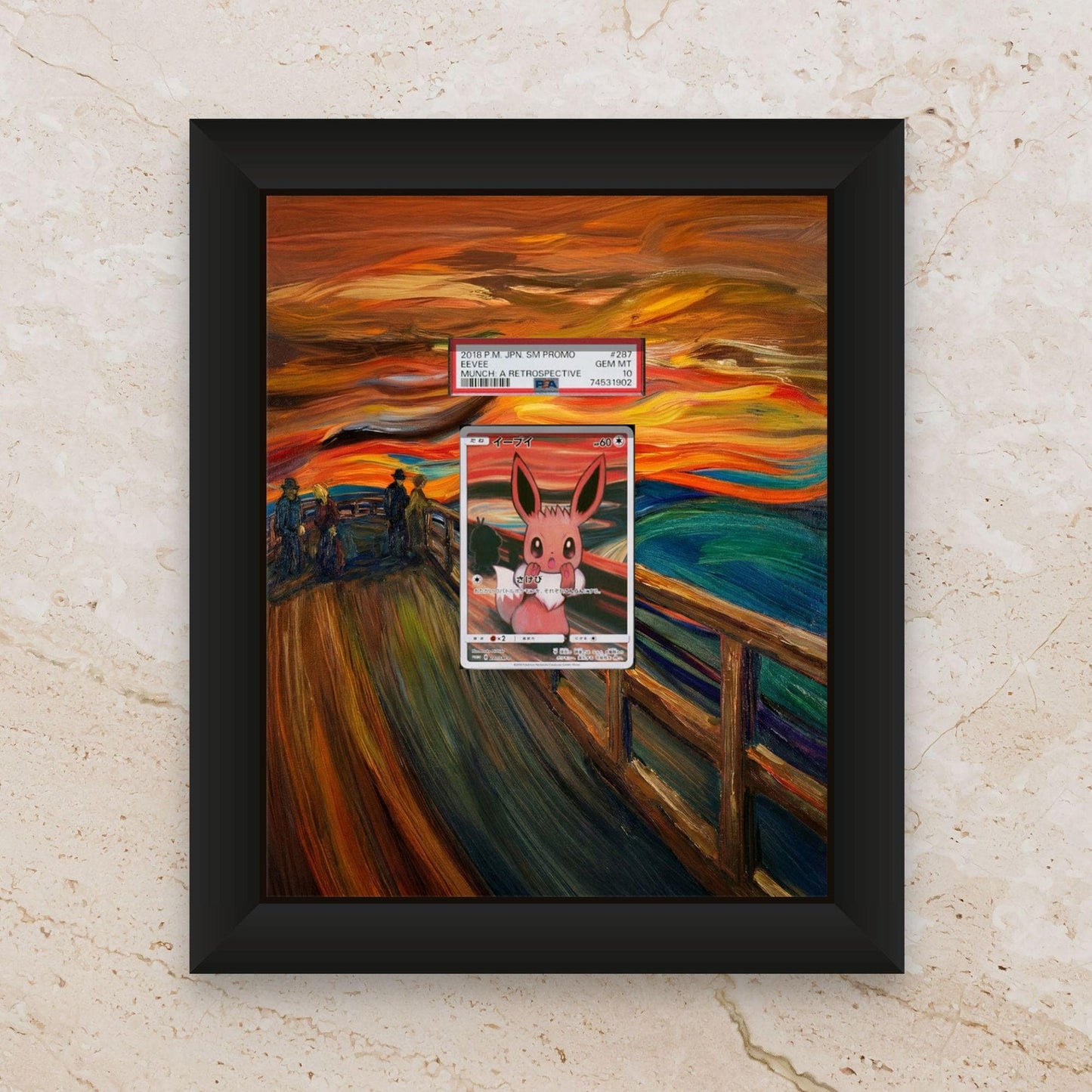 Pikachu Eevee Mimikyu Psyduck Rowlet Munch Promo Display Frame – Japanese Pokémon × The Scream | 8x10 Frame for Raw or Graded Cards