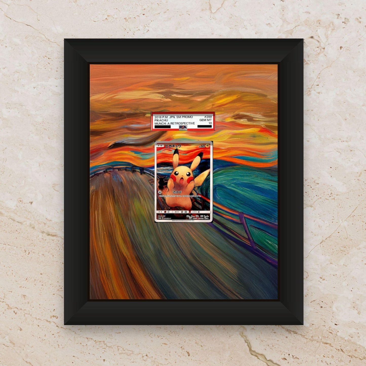 Pikachu Eevee Mimikyu Psyduck Rowlet Munch Promo Display Frame – Japanese Pokémon × The Scream | 8x10 Frame for Raw or Graded Cards