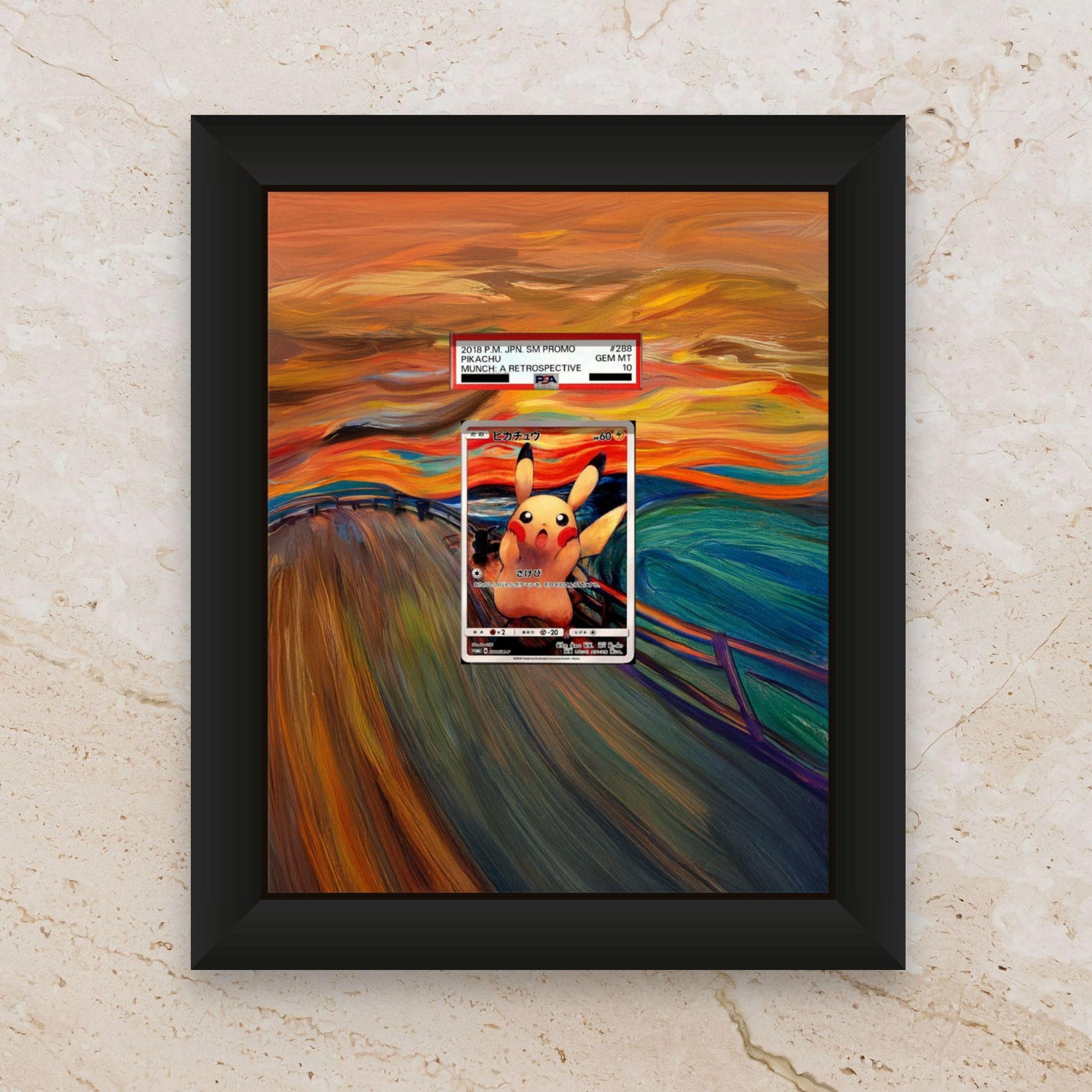 Pikachu Eevee Mimikyu Psyduck Rowlet Munch Promo Display Frame – Japanese Pokémon × The Scream | 8x10 Frame for Raw or Graded Cards