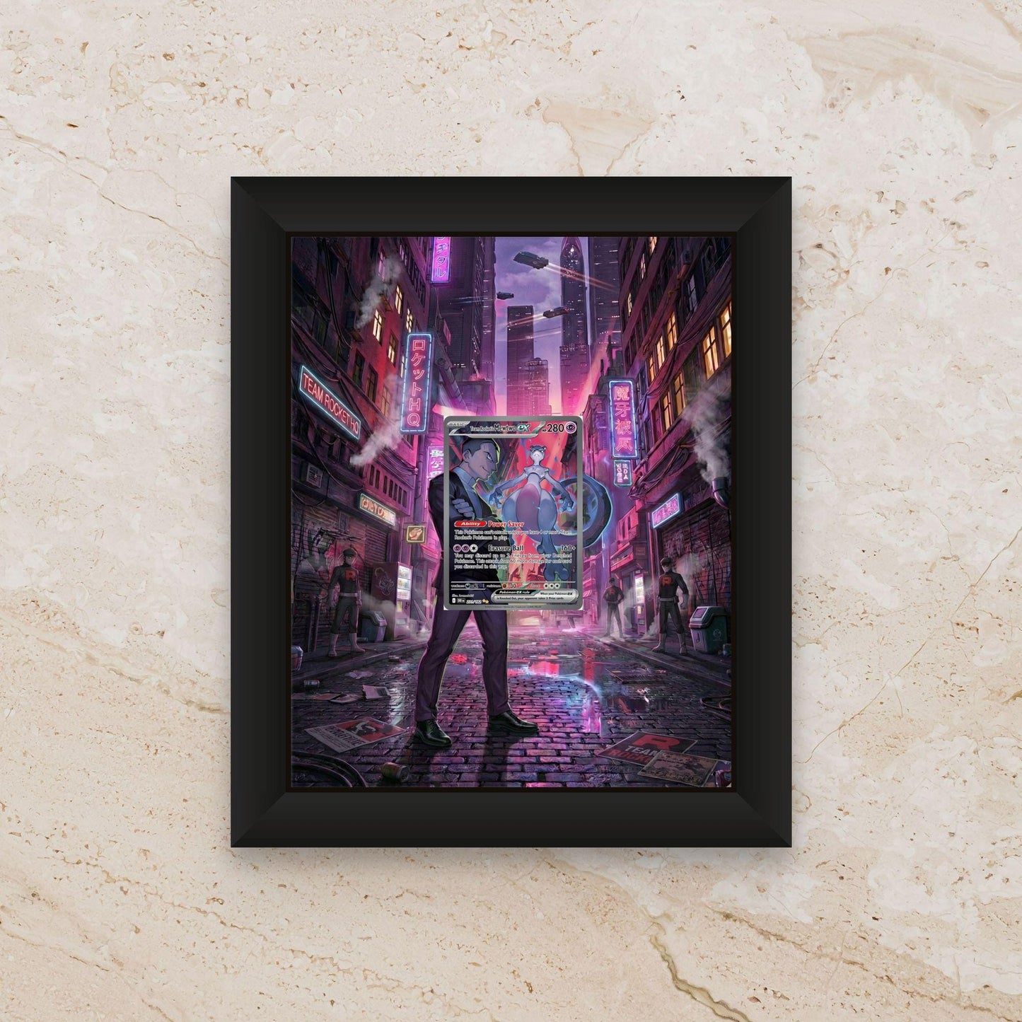 Mewtwo Display Frame – Destined Rivals Pokémon Card Art | 8x10 Frame for Raw or Graded Cards