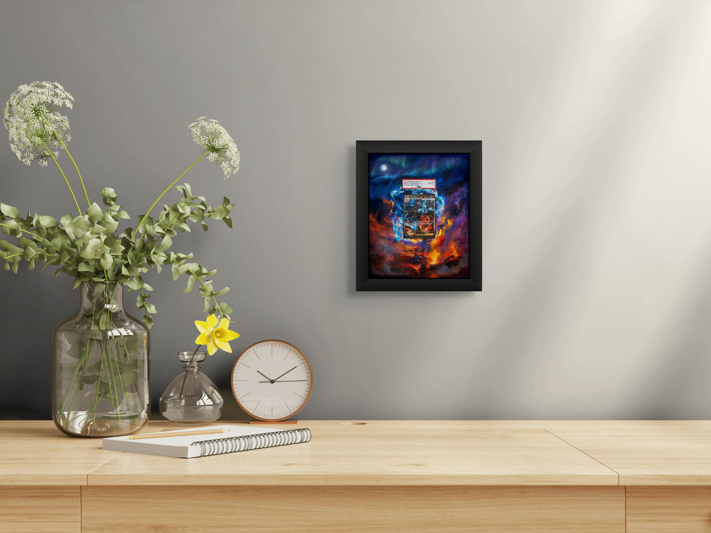 Mega Charizard X Display [High Definition] – Phantasmal Flames Extended Art Shadowbox | Premium Frame for Raw or Graded Cards