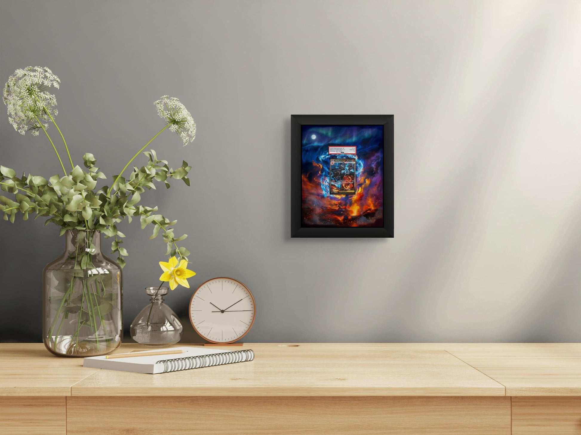 Mega Charizard X Display [High Definition] – Phantasmal Flames Extended Art Shadowbox | Premium Frame for Raw or Graded Cards