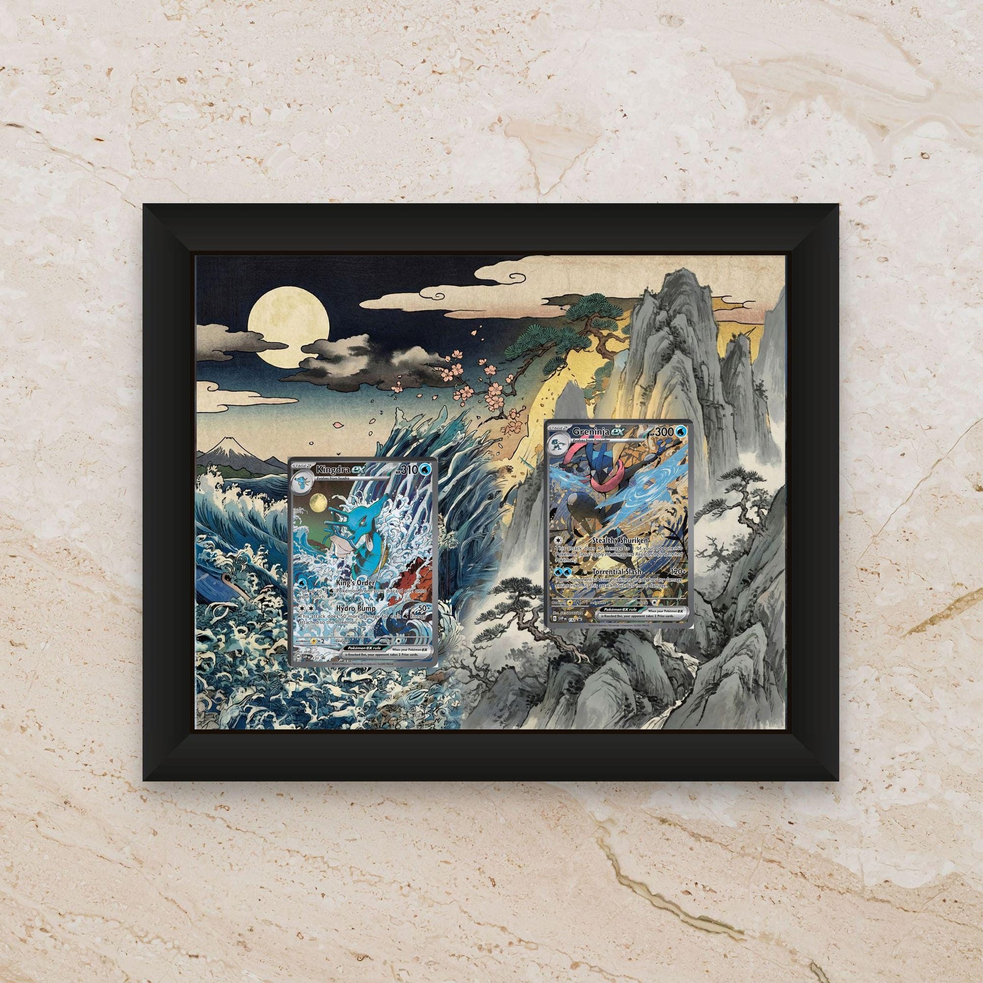 Greninja & Kingdra Promo Display Frame – 8x10 Raw Pokemon Card Holder | Collector Gift