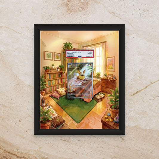 Yamper Phantasmal Flames Extended Art Display [High Definition] – Premium Shadowbox Frame for Raw or Graded Cards | Corgi Pokemon Decor