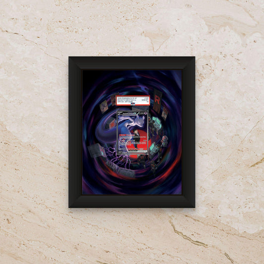 Mewtwo Ascended Heroes Extended Art Display [High Definition] – Premium Shadowbox Frame for Raw or Graded Cards | Legendary Psychic Decor