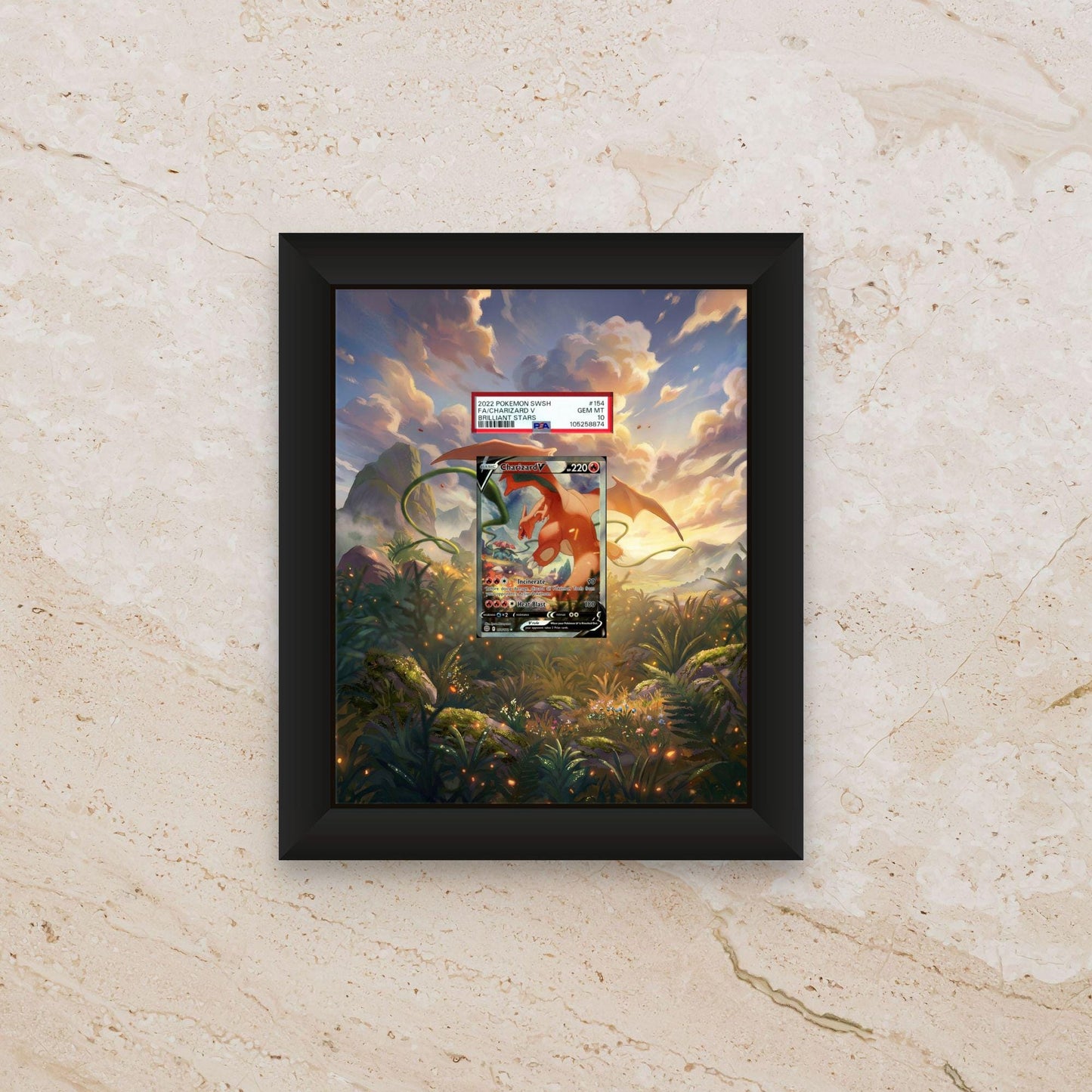 Charizard V Alt Art Extended Display – Brilliant Stars – 8x10 Pokemon Frame (Raw/Graded)