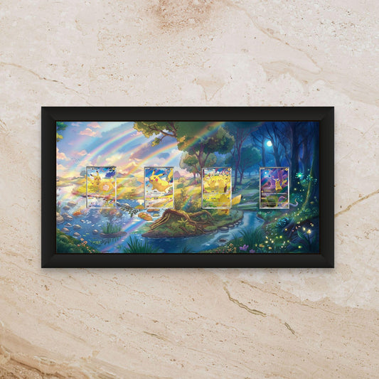 Chinese 151 Pikachu Promo 4-Card Display [High Definition] – 11x22 Panoramic Extended Art Shadowbox