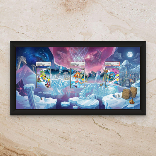 Sinnoh First Partners Starters Gen 4 Extended Art Display – 11x22 Frame (Raw/Graded cards)