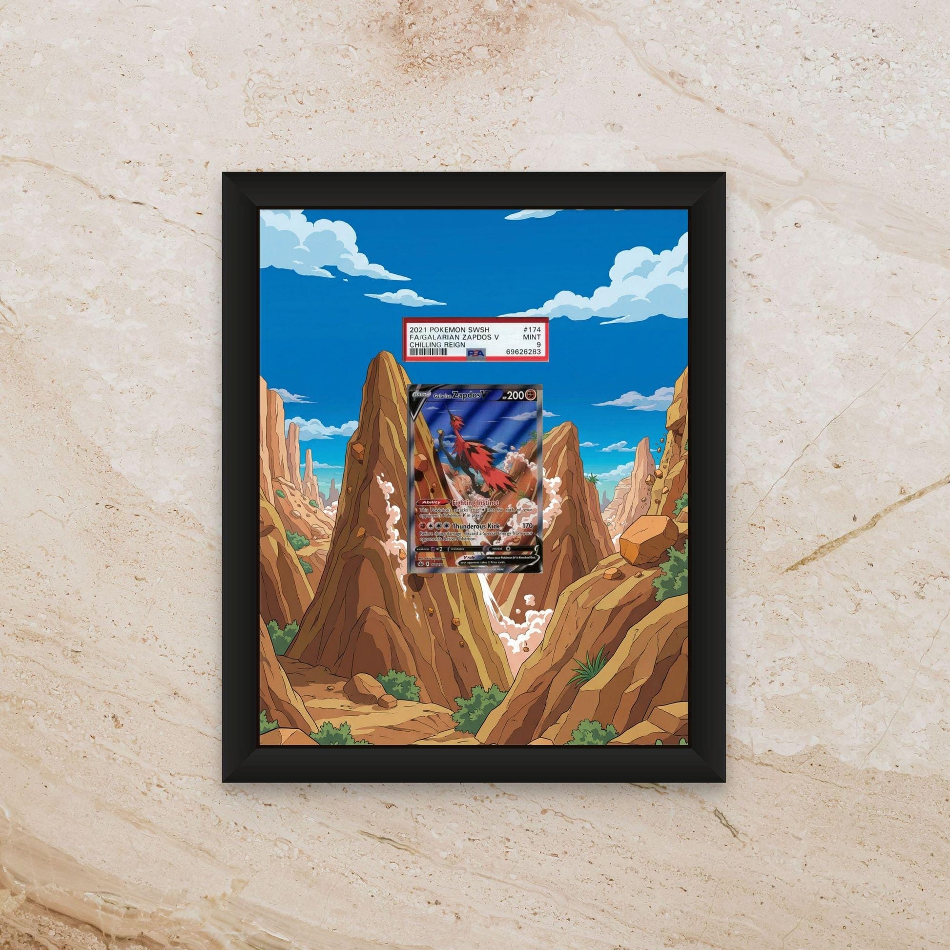 Galarian Zapdos Extended Art Display – 8x10 Pokemon Frame (Raw/Graded)