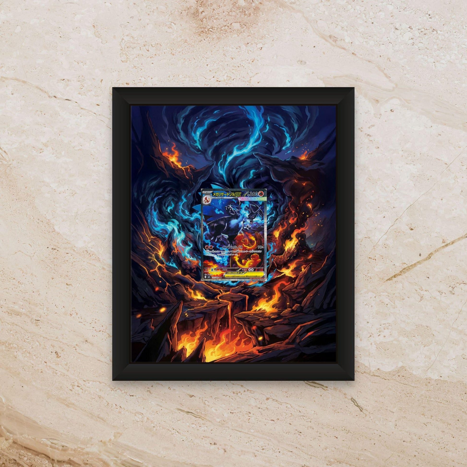 Mega Charizard X Display [High Definition] – Phantasmal Flames Extended Art Shadowbox | Premium Frame for Raw or Graded Cards
