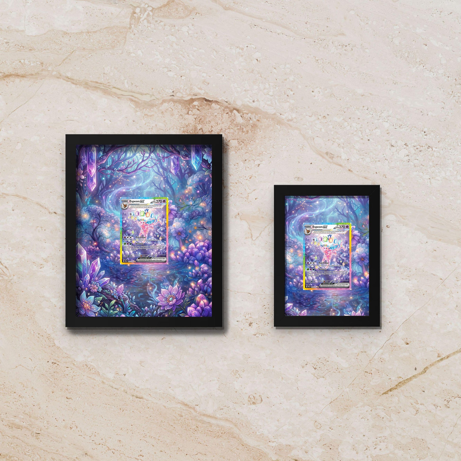 Espeon Display Frame – Prismatic Evolutions Pokémon Card | 5x14 or 11x22 Frame for Raw or Graded Cards