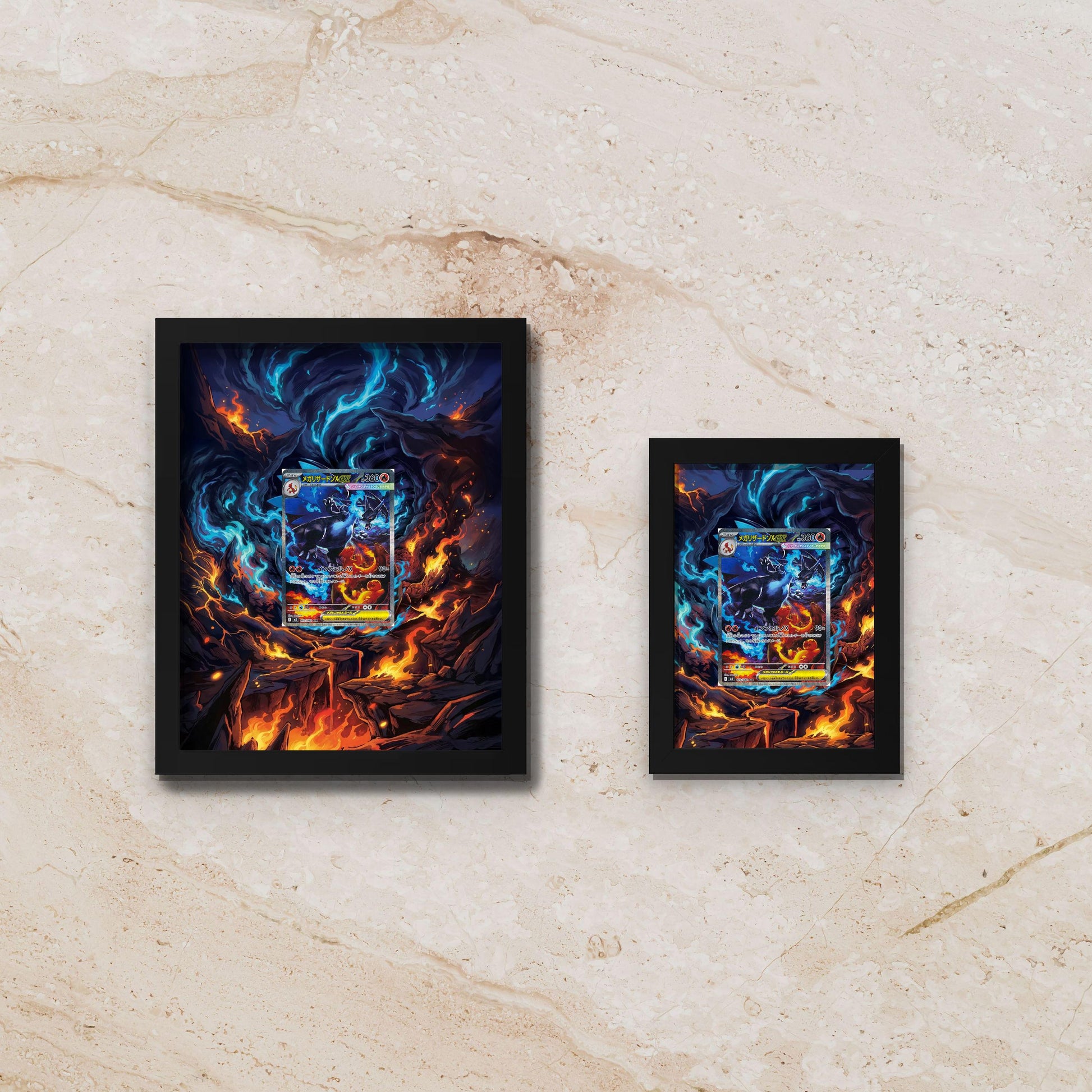 Mega Charizard X Display [High Definition] – Phantasmal Flames Extended Art Shadowbox | Premium Frame for Raw or Graded Cards