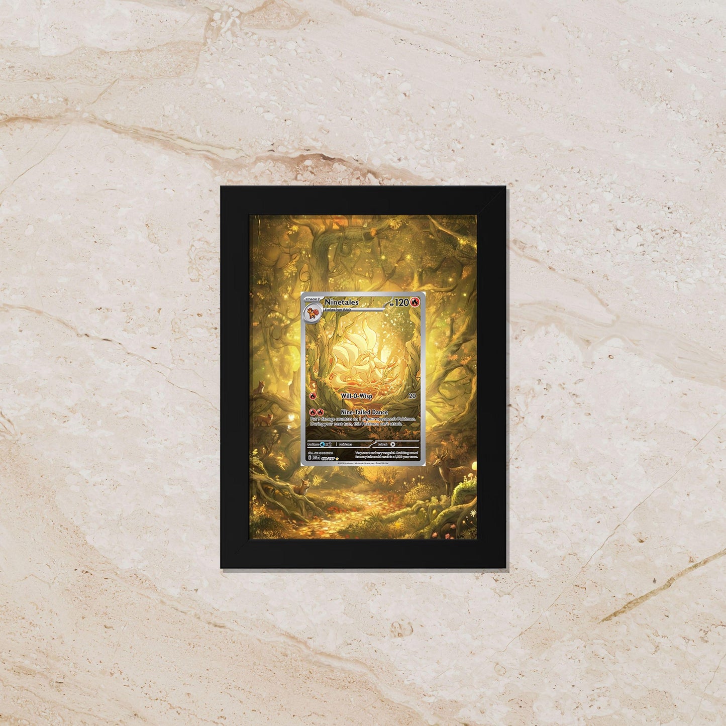 Ninetales Display Frame – Obsidian Flames Pokémon Card Art | 8x10 Frame for Raw or Graded Cards