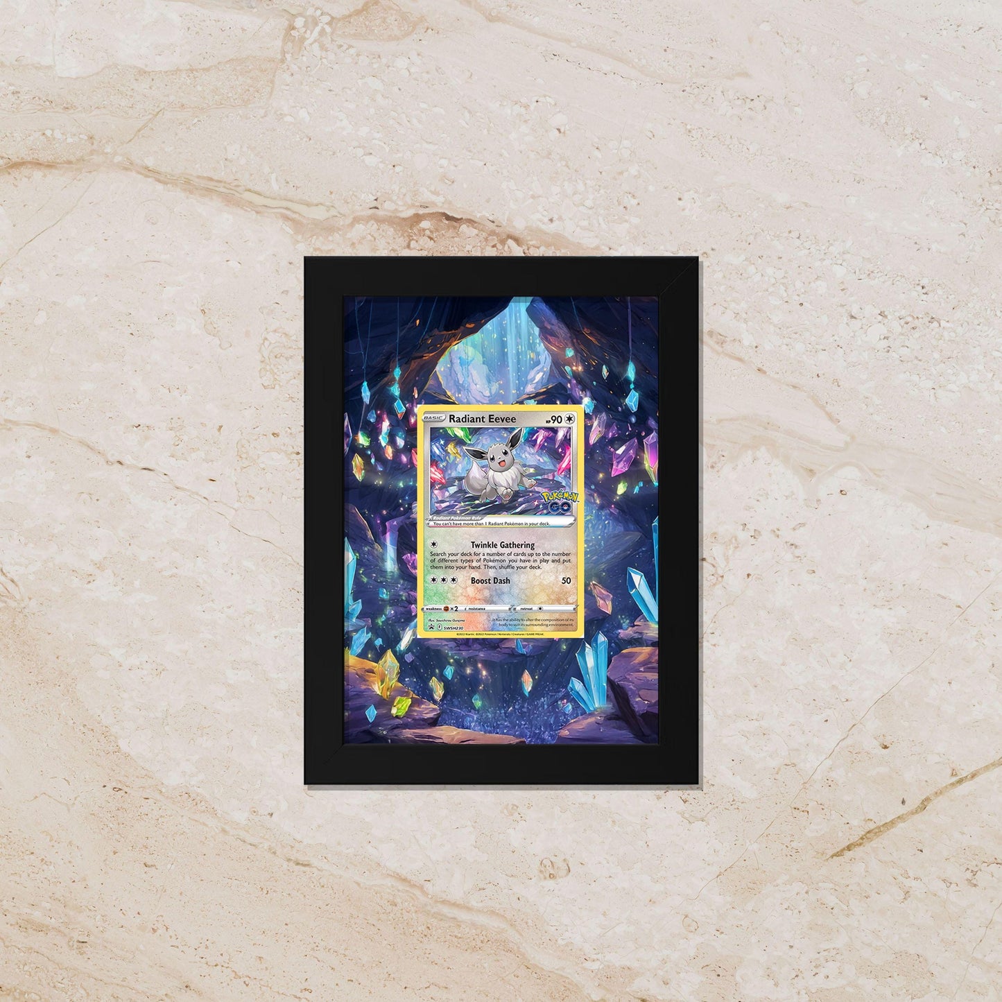Radiant Eevee Display Frame – Pokémon Radiant Card Art | 8x10 Frame for Raw or Graded Cards
