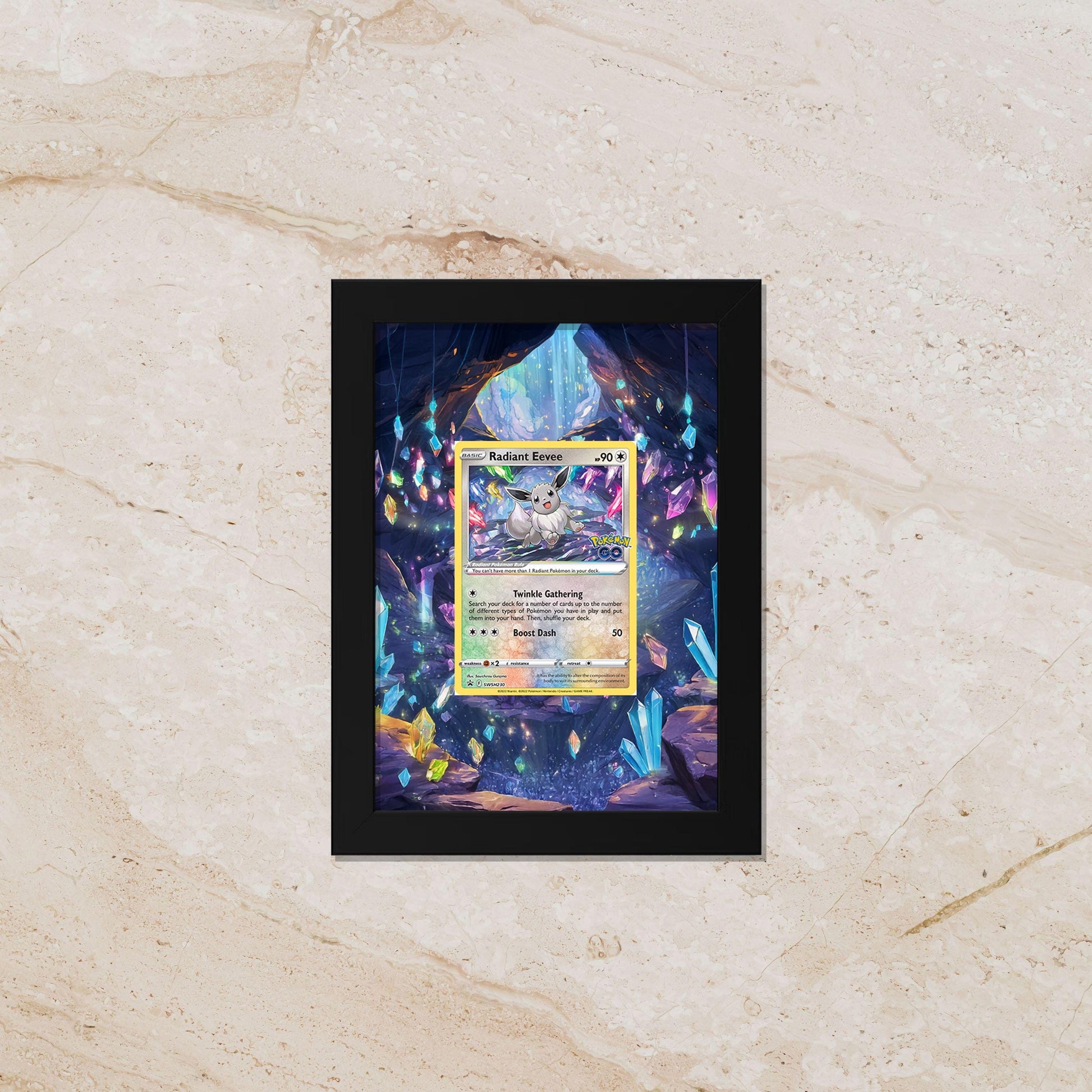 Radiant Eevee Display Frame – Pokémon Radiant Card Art | 8x10 Frame for Raw or Graded Cards