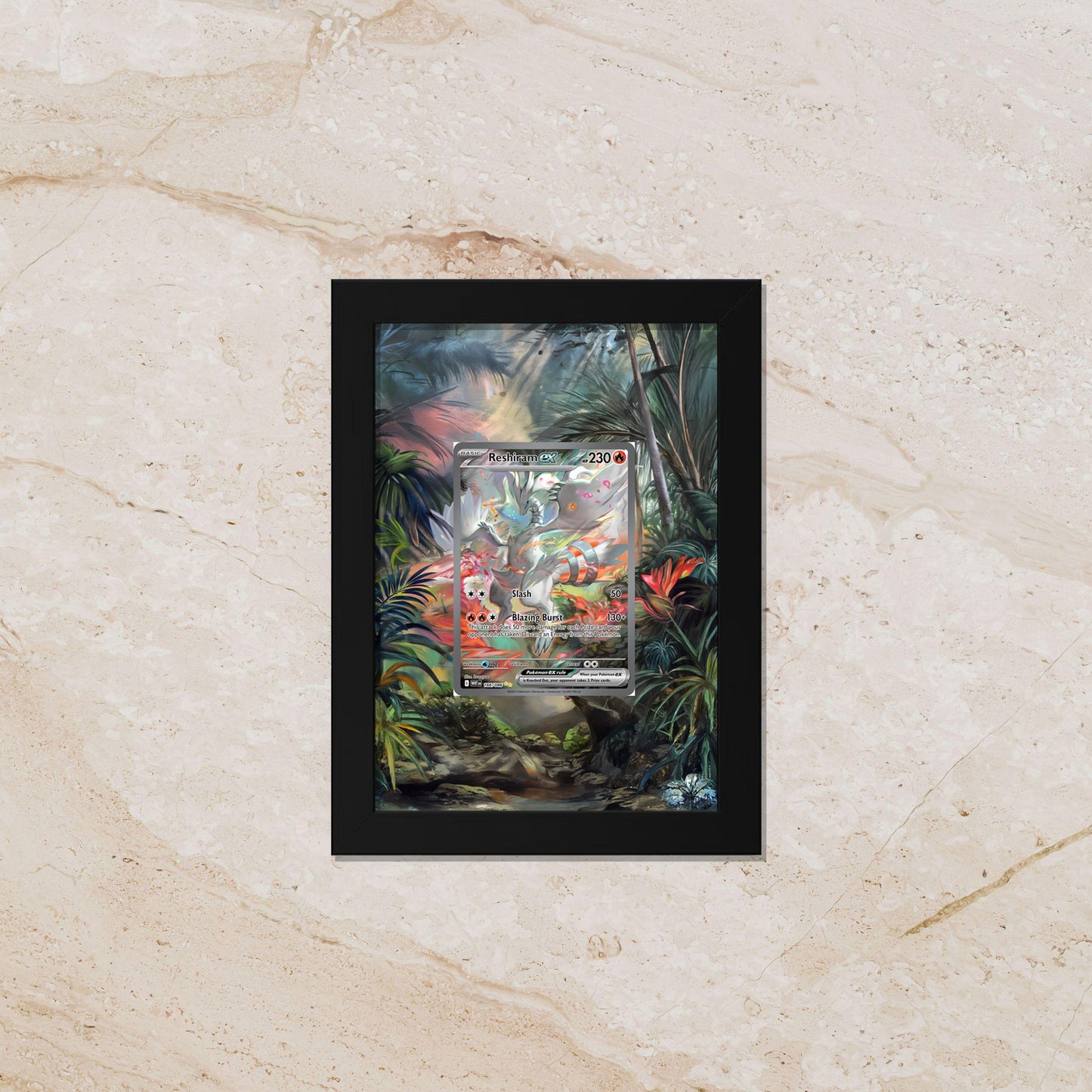 Reshiram EX SIR Display Frame – White Flare Pokémon Card | 8x10 Frame for Raw or Graded Cards